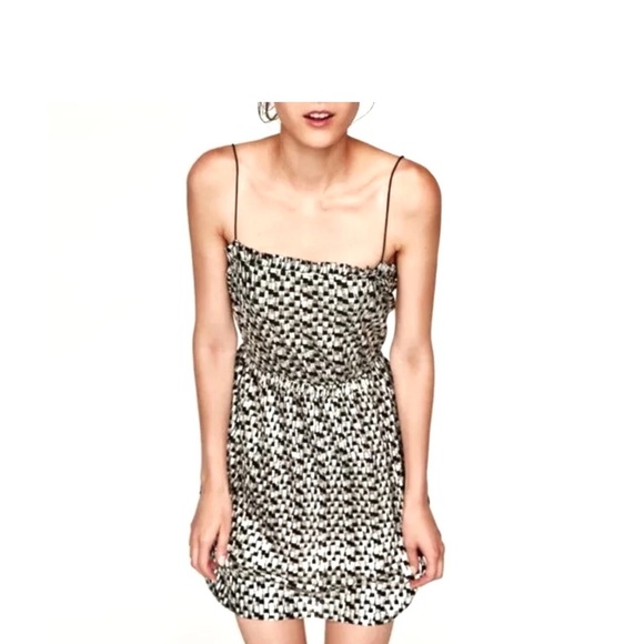 Zara Dresses & Skirts - Zara Metallic Ruffle Spaghetti Strap Mini Dress L
